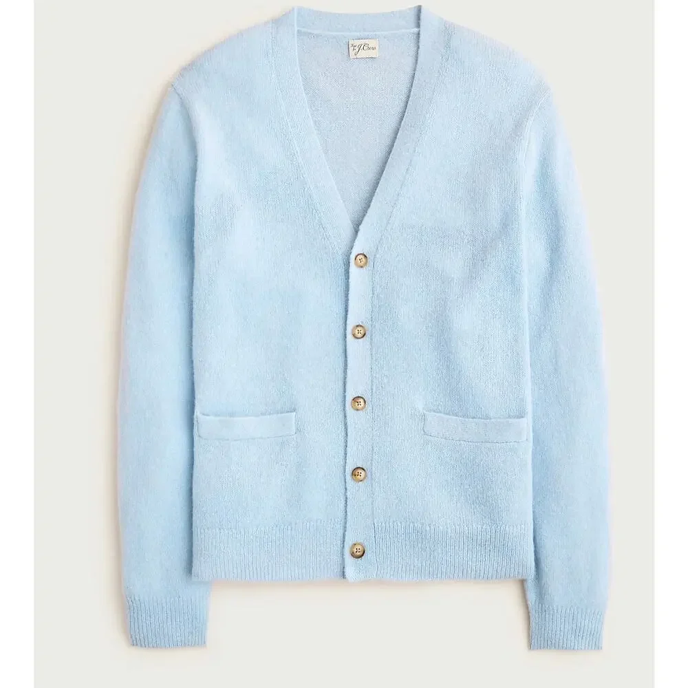 J. Crew Alpaca-blend V-neck cardigan Heather Sky Blue NWT size Large